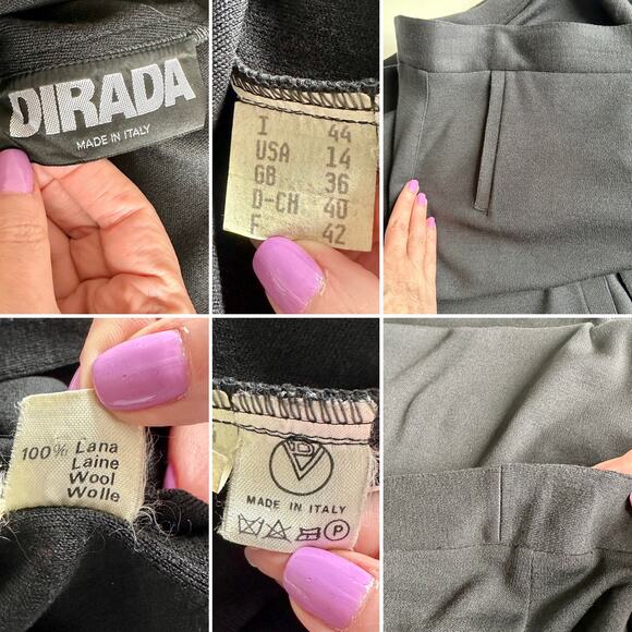 Vintage Dirada Button Front Knit Wool Midi Skirt Black Size 14 - Picture 9 of 9